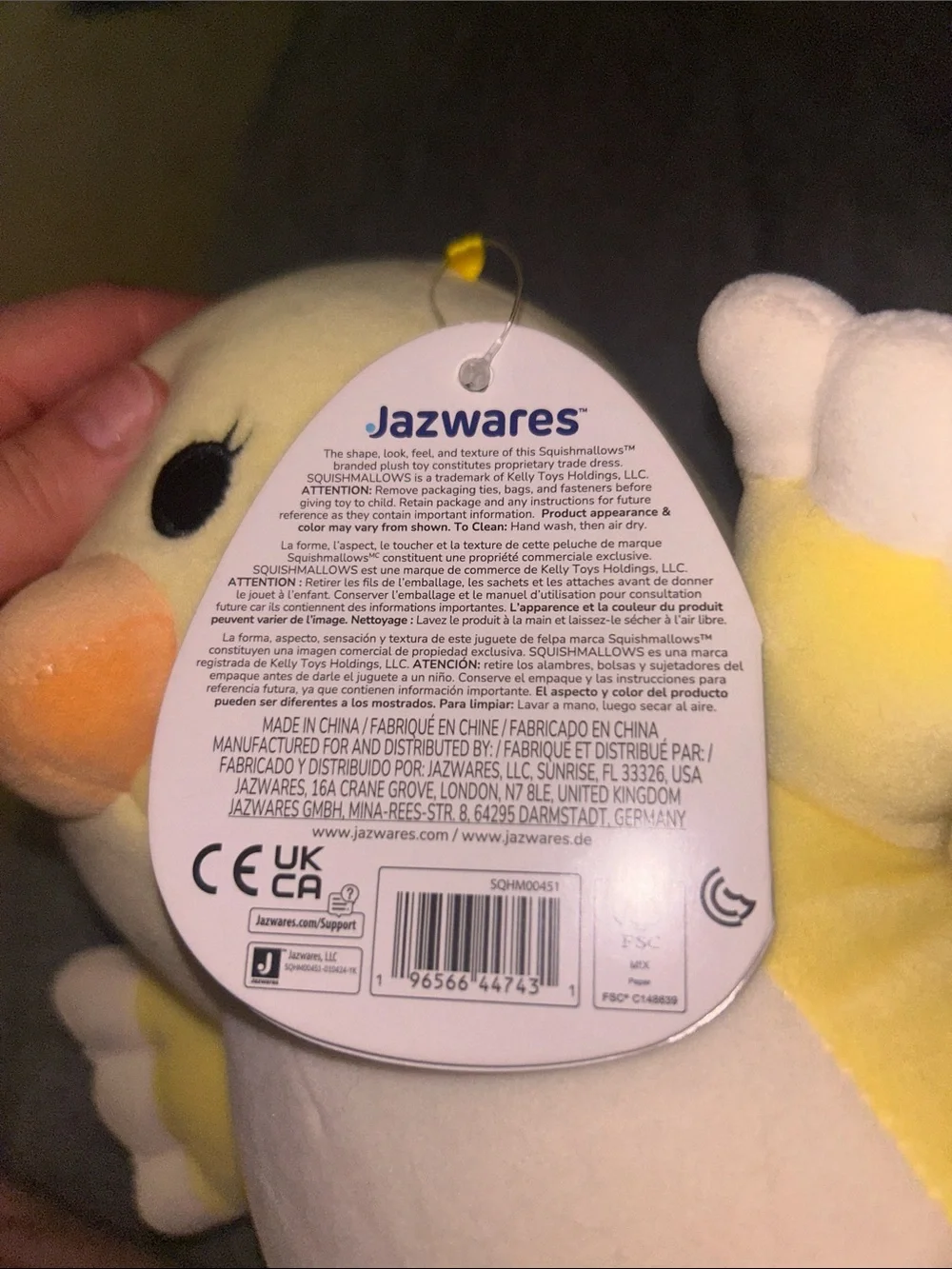 HugMeez Webb Yellow Plush Duck Toy!